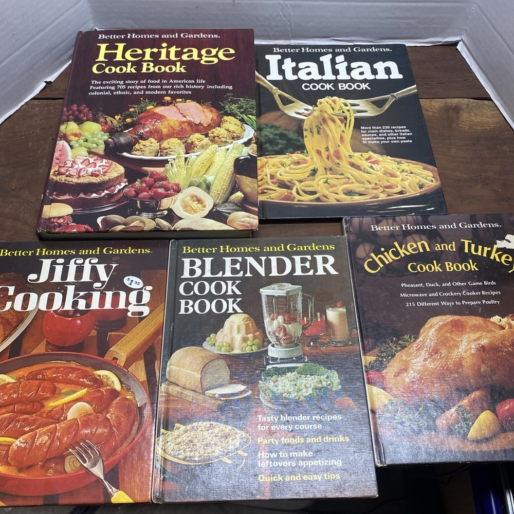 Lot of 5 Better Homes and Gardens Vintage Cookbooks Heritage Italian Jiffy